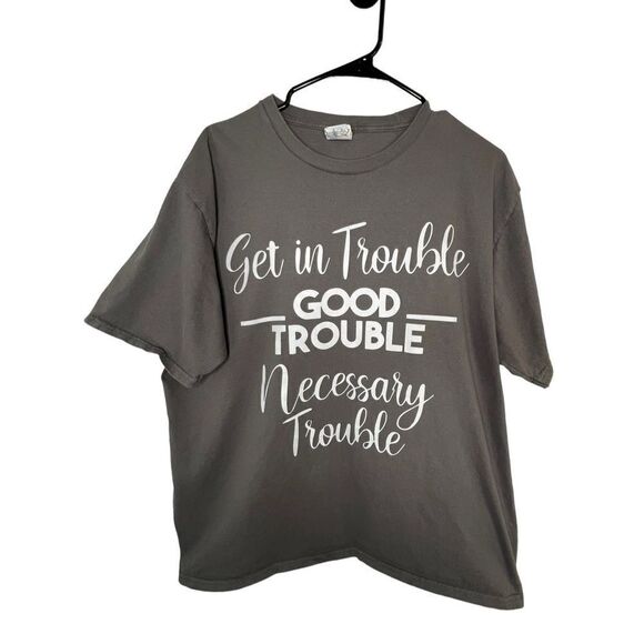 Port And Company Grey Graphic Short Sleeve T-Shirt With Quote - Picture 1 of 4